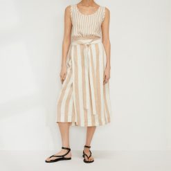 The Linen Wrap Skirt | Bone / Caramel