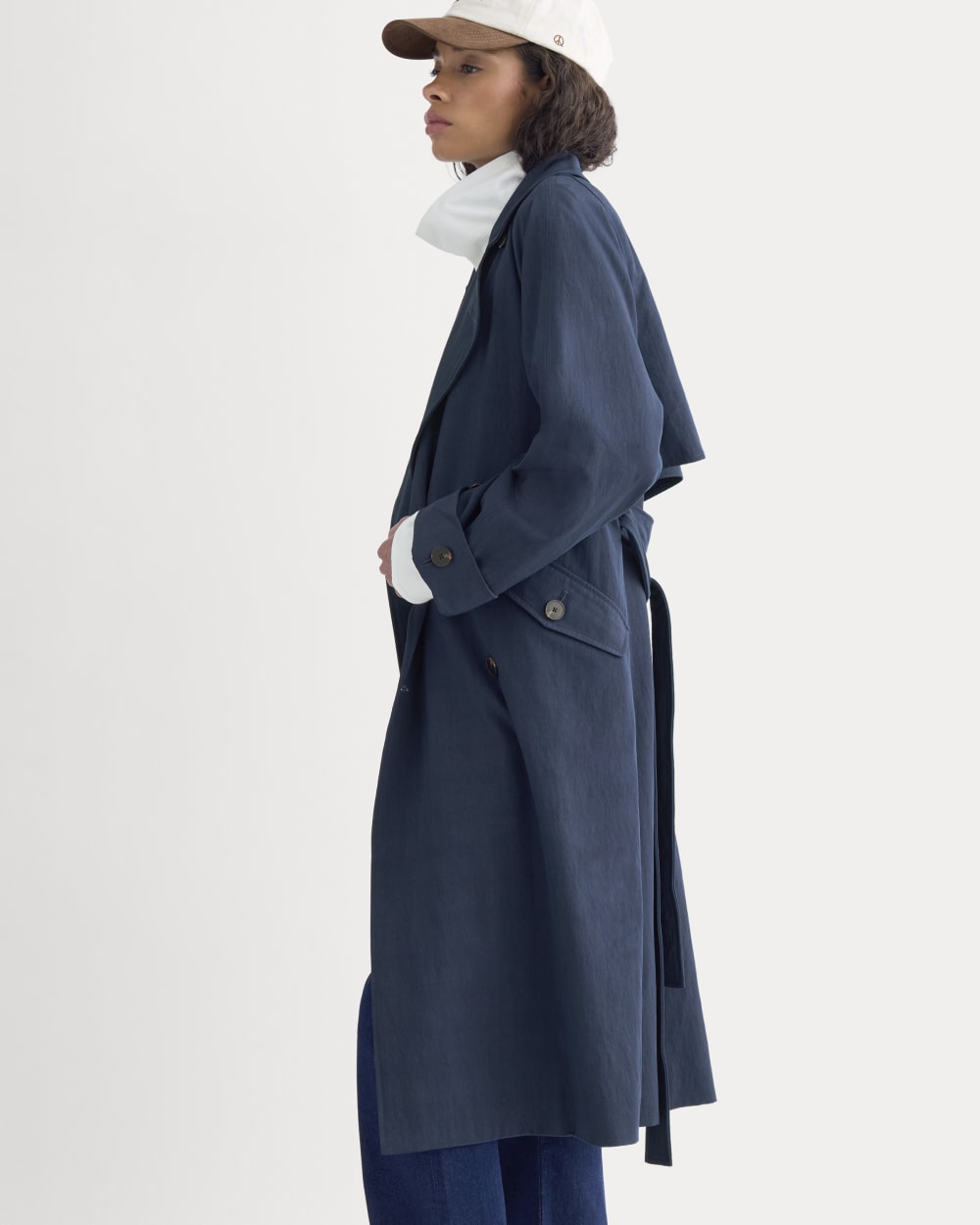 Drapey Twill Trench | Navy - Image 4