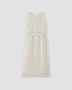 Alternative view of The Linen Belted Midi Dress | Bone/Navy