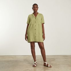 Alternative view of The Linen Workwear Dress | Leek