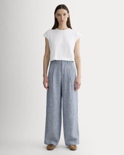 The Linen Way-High® Drape Pant | White / Blue