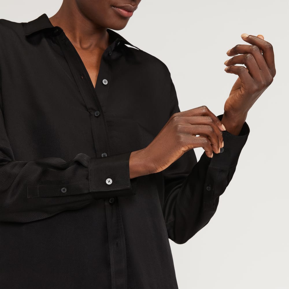 The Satin Relaxed Shirt | Black - Image 5