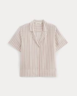 Alternative view of The Notch Shirt in Washable Silk | Bone / Dusky Rose