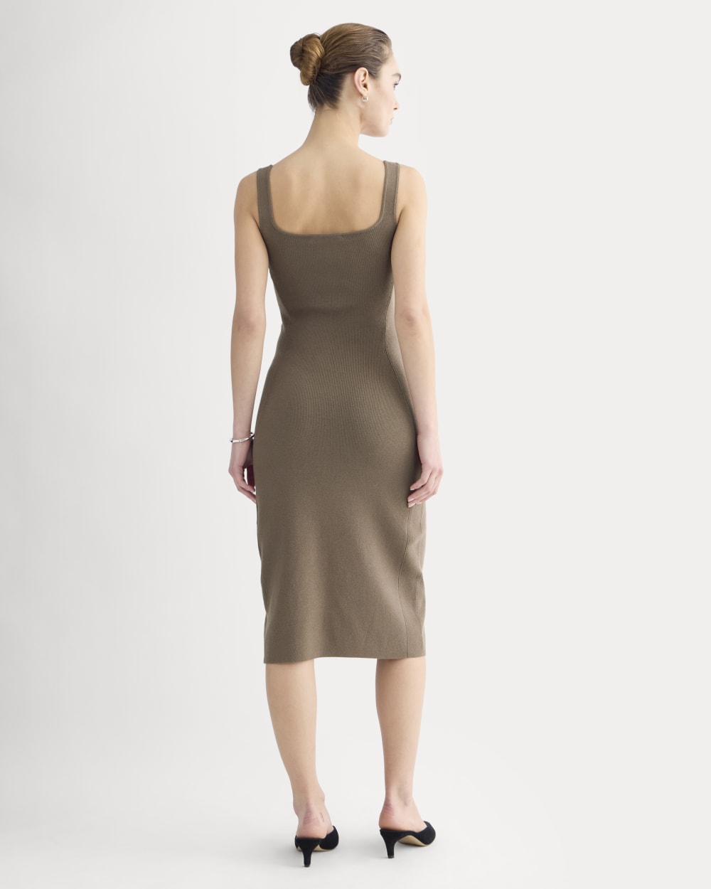 Knit Square-Neck Midi Dress | Deep Taupe - Image 4