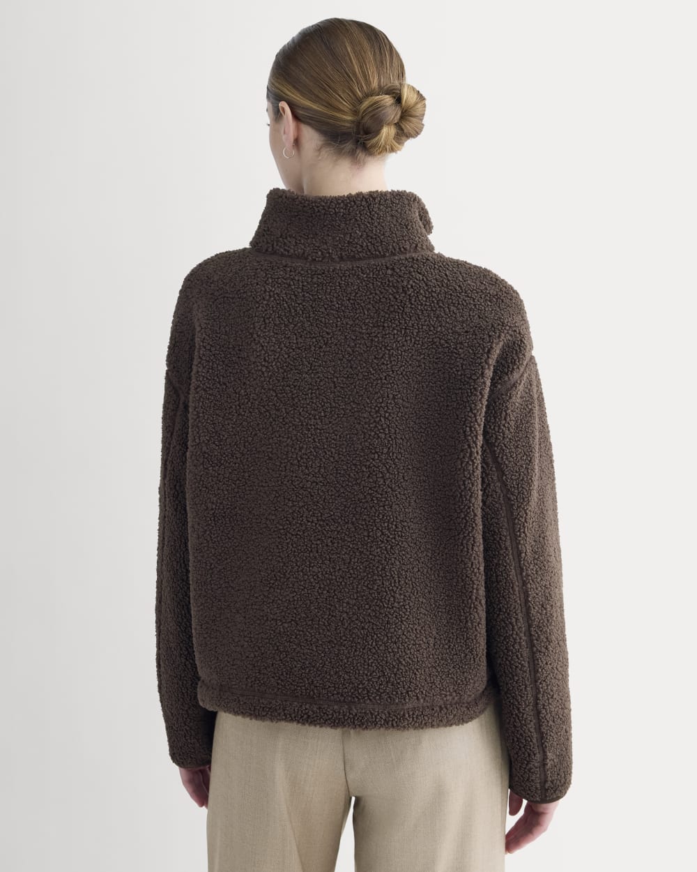 Reversible Teddy Half-Zip Pullover | Coffee Bean - Image 5
