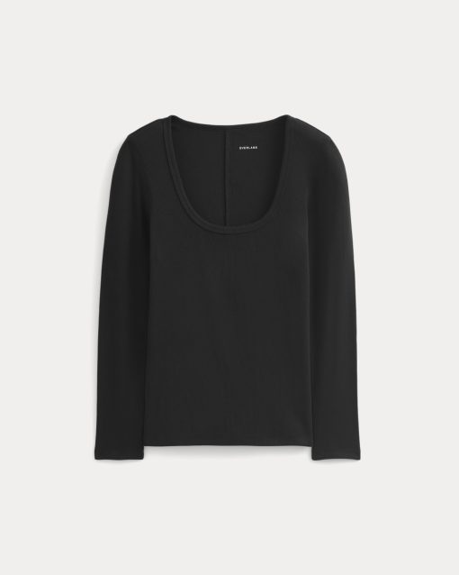 Alternative view of Luxe Rib Deep U-Neck Top | Black
