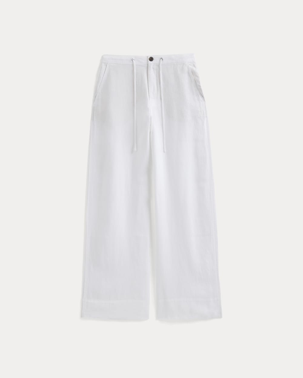 Wide-Leg Drawstring Pant in Linen | White - Image 2