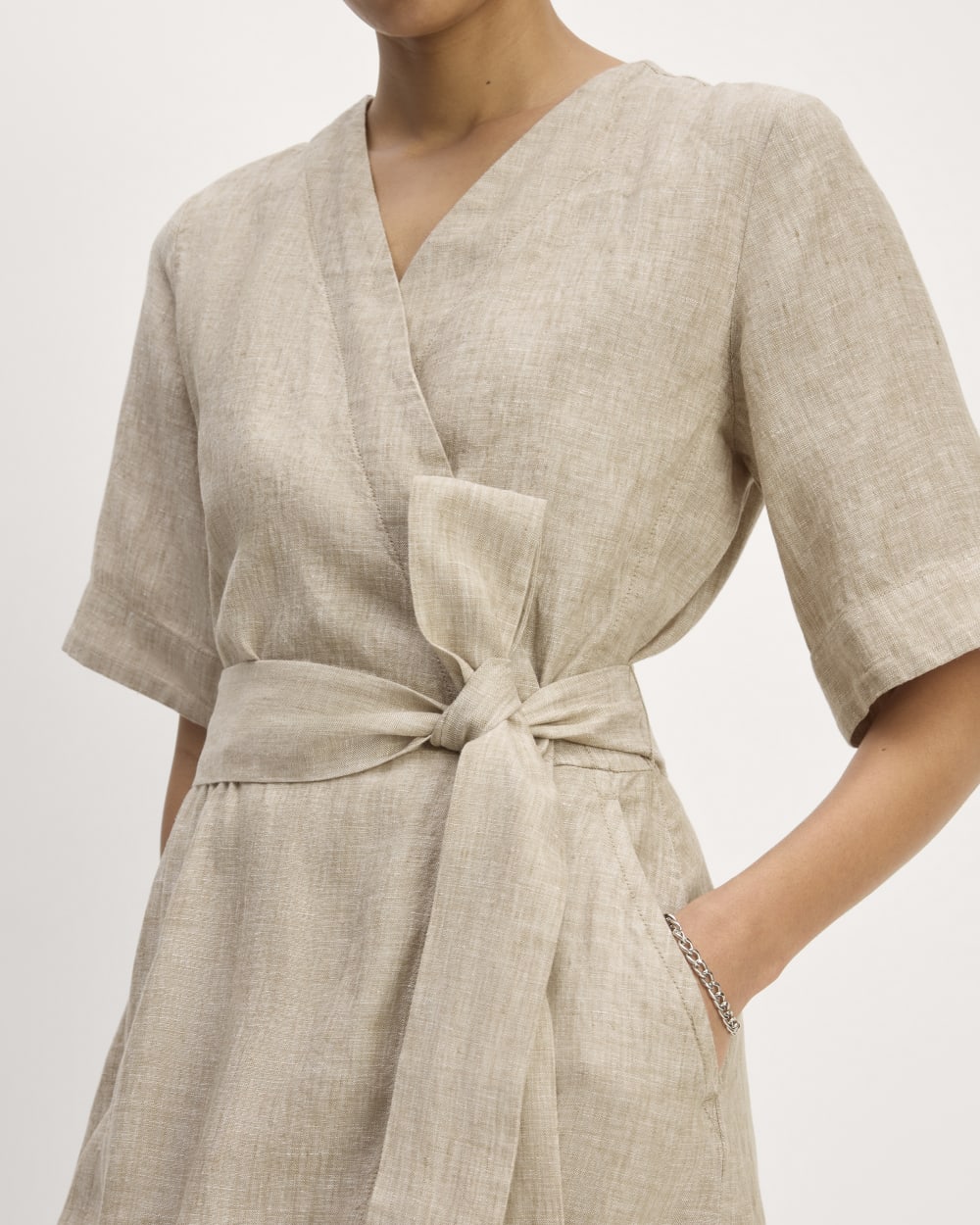 The Wrap Dress in Linen | Cornstalk Chambray - Image 5