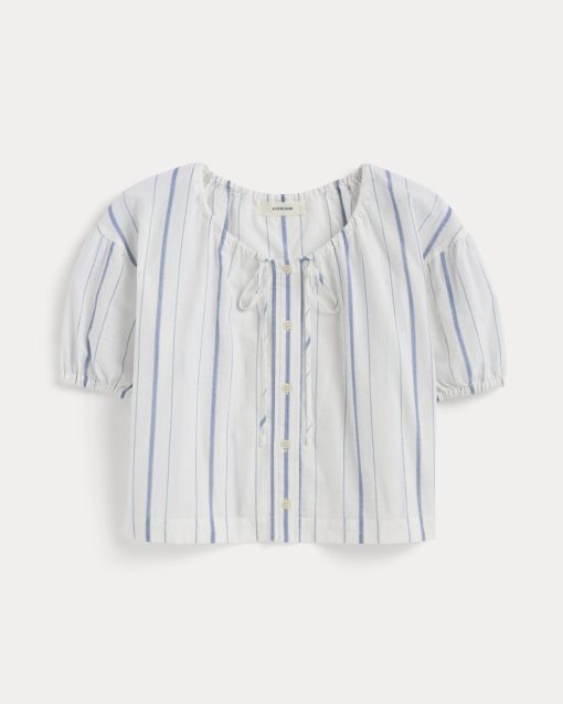 Alternative view of The Gauze Button-Up | Bone / Dutch Blue