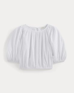Alternative view of The Gauze Puff-Sleeve Top | White