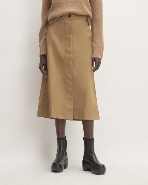 The Structured Cotton A-Line Skirt | Toasted Coconut