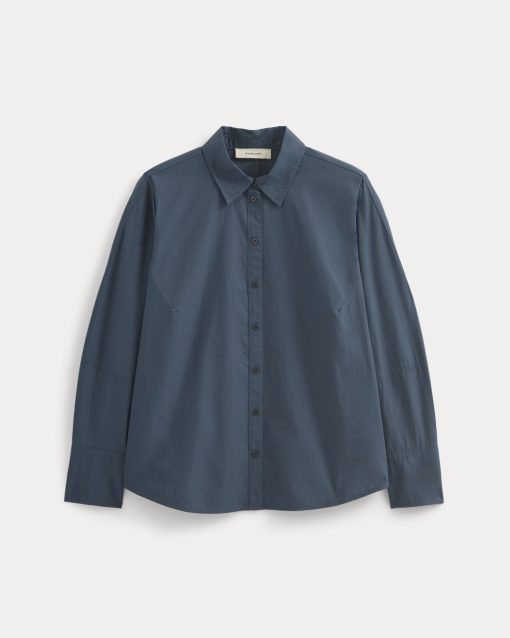 Alternative view of Lantern-Sleeve Shirt in Lightweight Cotton | Deep Lazuli Blue