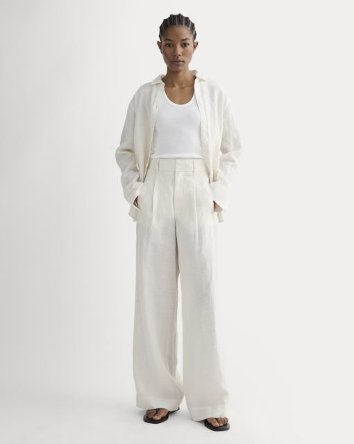 The Linen Way-High® Drape Pant  | Natural Chambray