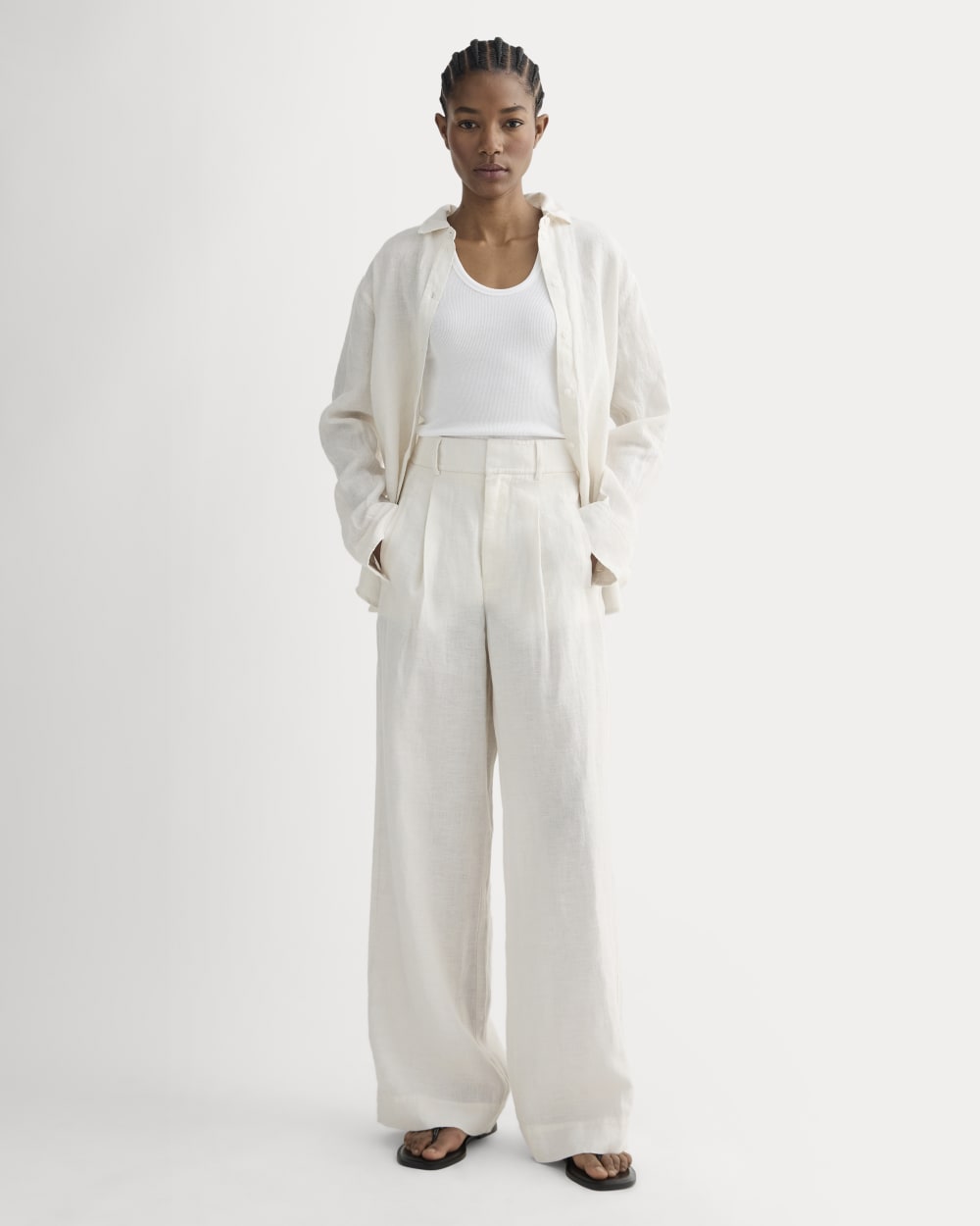 The Linen Way-High® Drape Pant | Natural Chambray