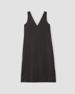Alternative view of The Linen V-Neck Midi Dress | Black