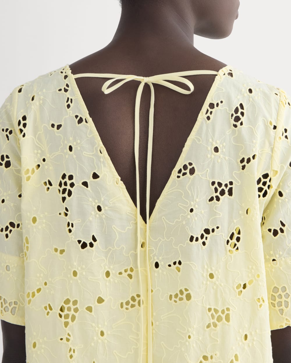The Eyelet Mini Shift Dress | Light Yellow - Image 5