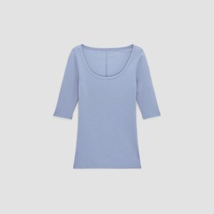 Alternative view of The Luxe Micro-Rib Scoop-Neck Tee | Cornflower Blue