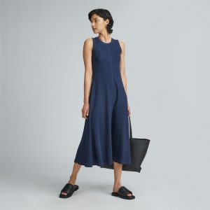 Alternative view of The  Organic Cotton Waffle Tank Dress | Navy