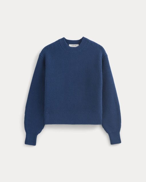 Alternative view of Cropped Ribbed Crew in Everyday Cotton | Estate Blue