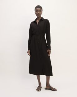 The Mini Jacquard Stripe Shirt Dress | Black