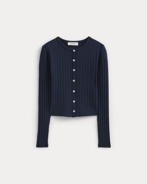Alternative view of Cardigan in Pointelle | Deep Navy