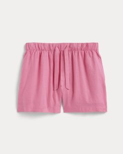 Alternative view of The Drawstring Boxer Short in Linen | Deep Pink