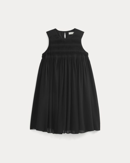 Alternative view of Twisted Pleated Mini Dress in Silk Georgette | Black