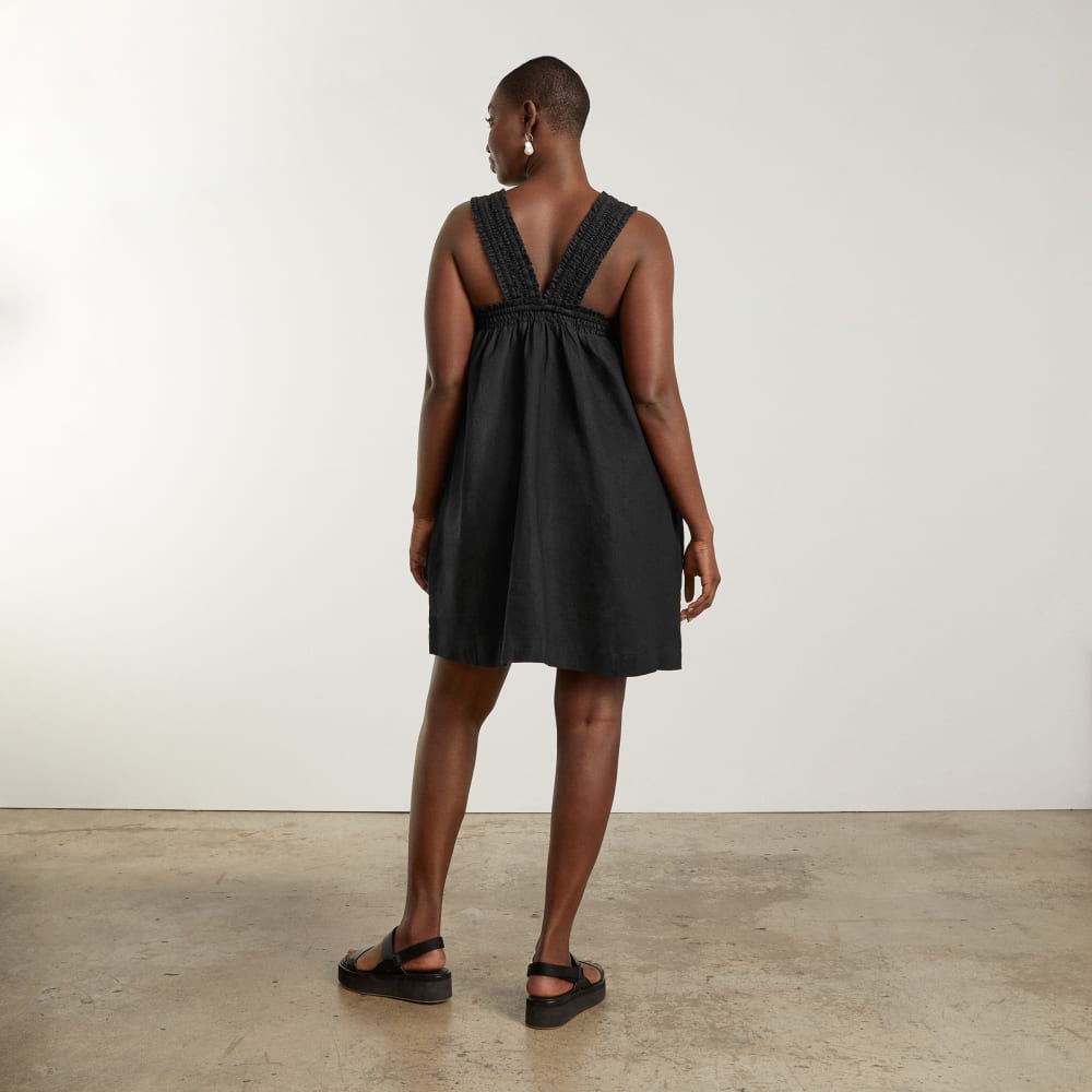 The Smocked Linen Dress | Black - Image 3