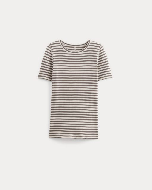 Alternative view of The Luxe Rib Crew | Bone / Deep Taupe