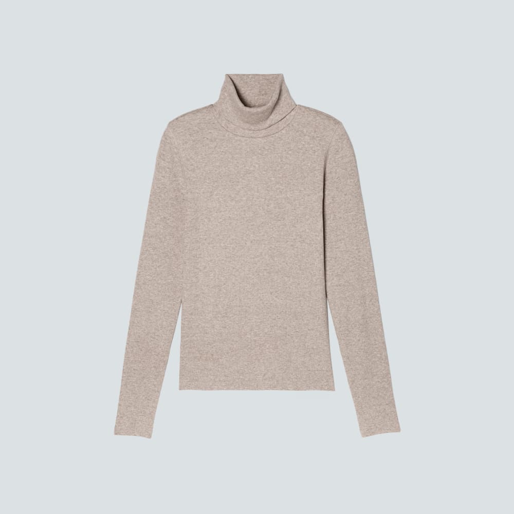 The Luxe Rib Turtleneck | Heathered Meringue - Image 2