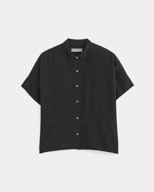 Alternative view of The Boxy Shirt in Washable Silk | Black
