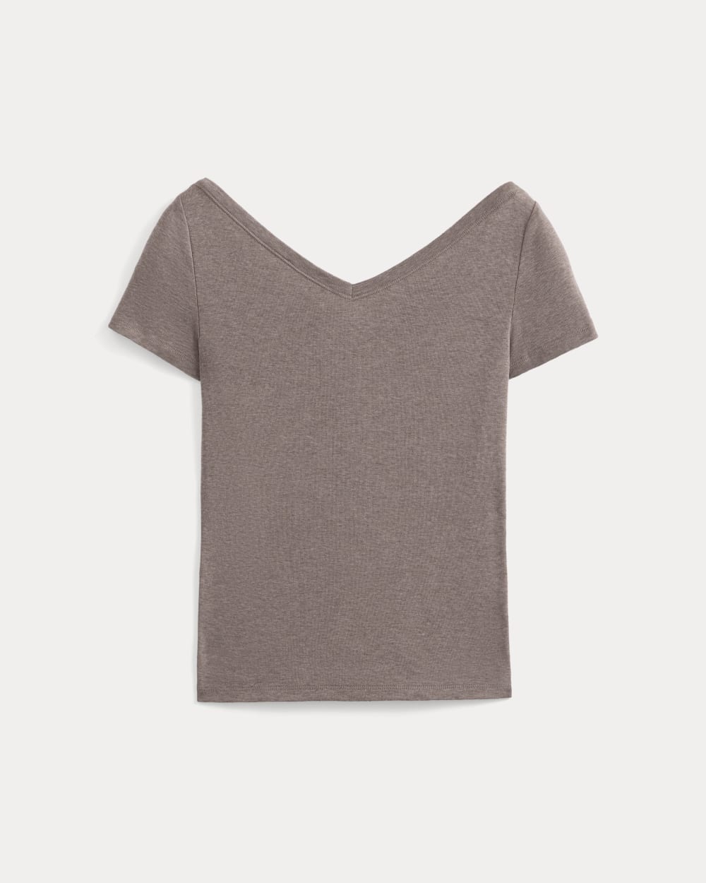 Tissue Short-Sleeve V-Neck Top | Heathered Chocolate Chip - Image 2