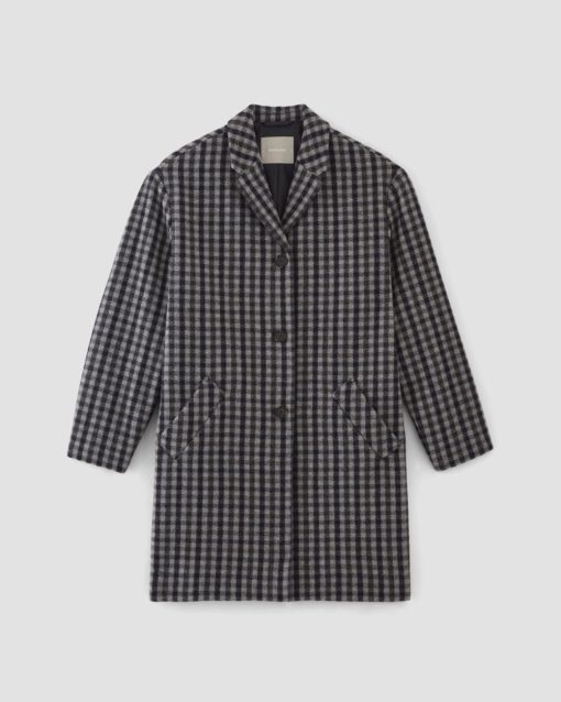 Alternative view of The Italian ReWool® Cocoon Coat | Grey / Charcoal / Navy Check