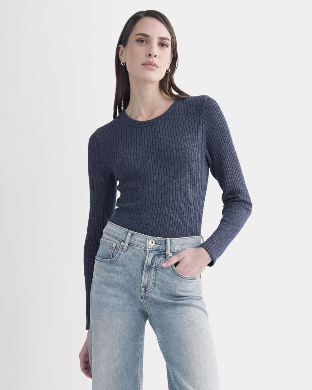 The Cozy Rib Long-Sleeve Tee | Mood Indigo - Image 3