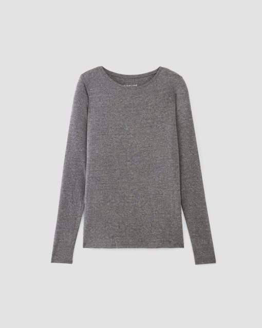 Alternative view of The Long-Sleeve Tee in Butterluxe | Heather Charcoal
