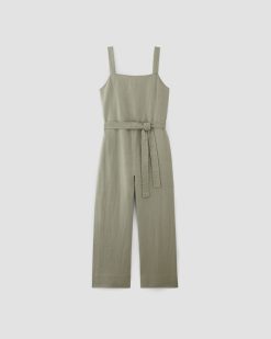 Alternative view of The Linen Side-Button Jumpsuit | Sage Green