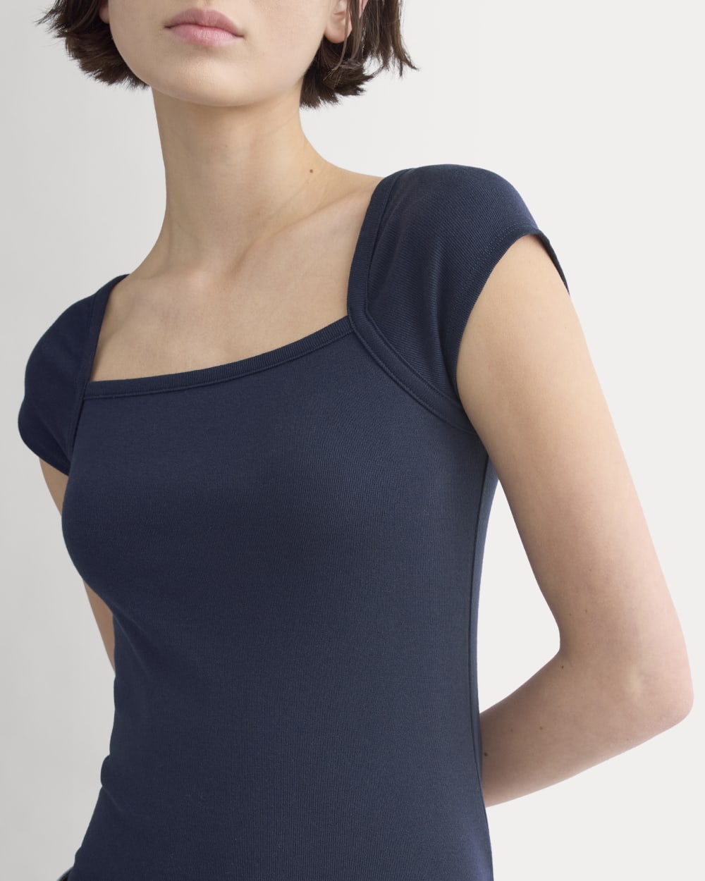 RetroSoft Cotton Square-Neck Tee | Navy - Image 4