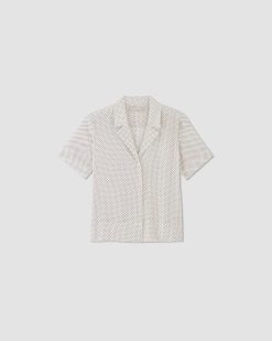 Alternative view of The Notch Shirt in Washable Silk | Bone / Black Polka Dot