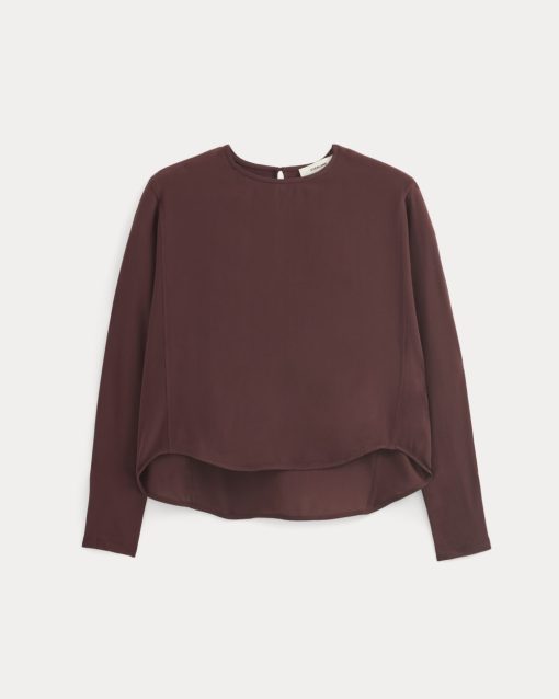 Alternative view of Dolman Top in Washable Silk | Deep Plum