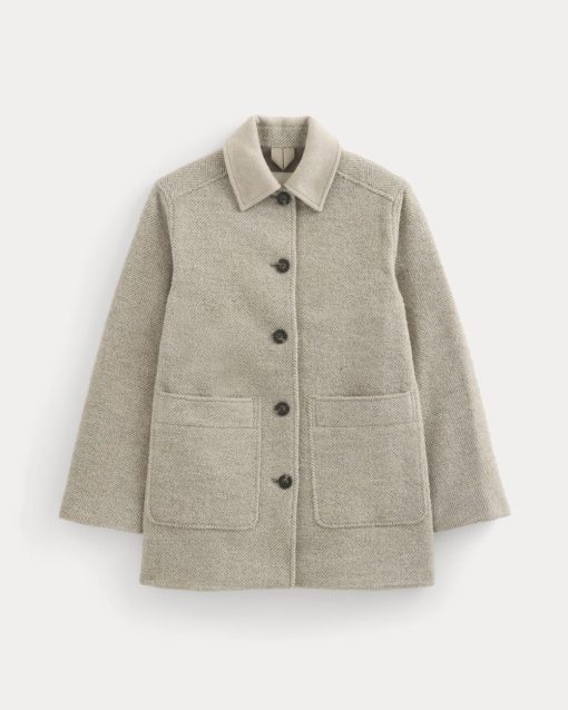 Alternative view of Italian Car Coat | Taupe Herringbone