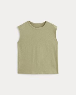 Alternative view of The Muscle Tee in Cotton Linen | Eucalyptus