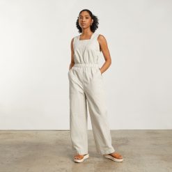 Alternative view of The Fatigue Apron Jumpsuit | Navy Stripe