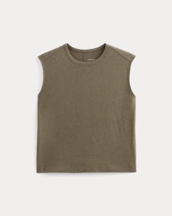 Alternative view of The Muscle Tee in Cotton Linen | Deep Taupe