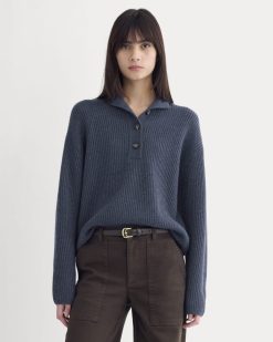 The Cocoon Henley in Wool Cashmere | Indigo
