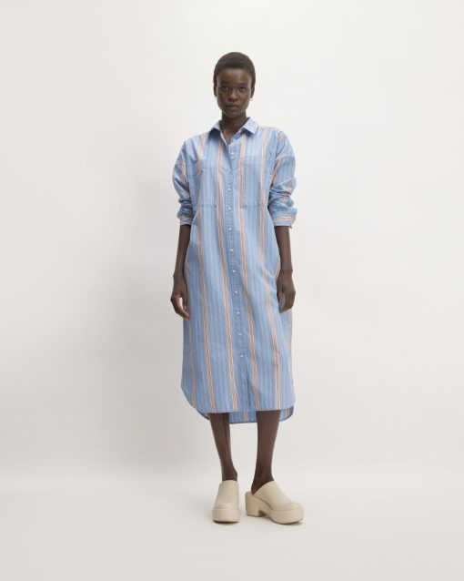 The Midi Cotton Shirt Dress | Parisian Blue / Black / Rusted Red / Bone