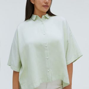 Alternative view of The Drapey Square Shirt | Seafoam Green