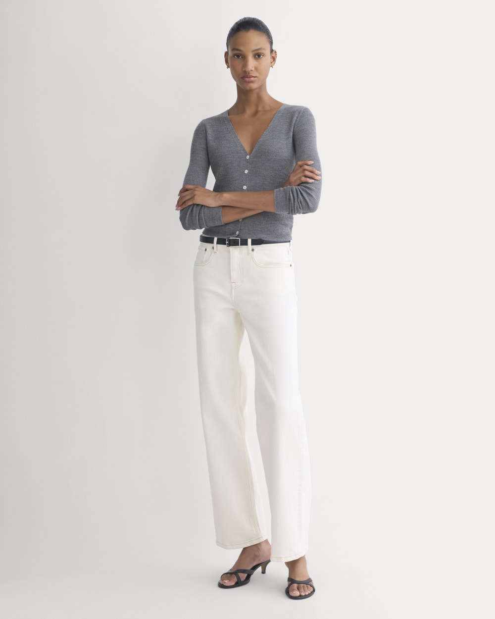 The Cardigan in Ultrasoft Merino | Heather Mid Grey - Image 5
