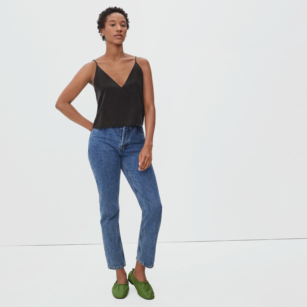 The Washable Silk Cropped Cami | Black - Image 5