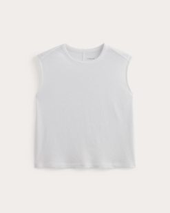 Alternative view of The Muscle Tee in Cotton Linen | White