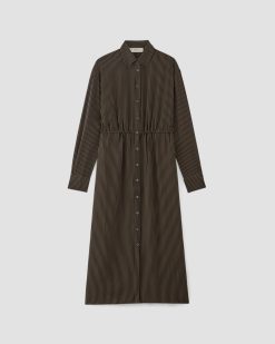 Alternative view of The Mini Jacquard Stripe Shirt Dress | Cocoa / Black